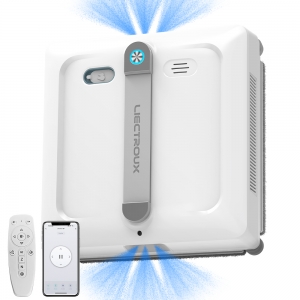 Cam silme robotu Liectroux S9, 2 silindir fırça, 6 yönlü su püskürtme pompası, fırçasız motor, 9KPa emiş gücü, çerçevesiz camlarda çalışma, 8 mikro anahtar, güvenlik halatı ve güç kablosu 2'si 1 arada, uygulama ve uzaktan kumanda kontrolü, sesli komutlar